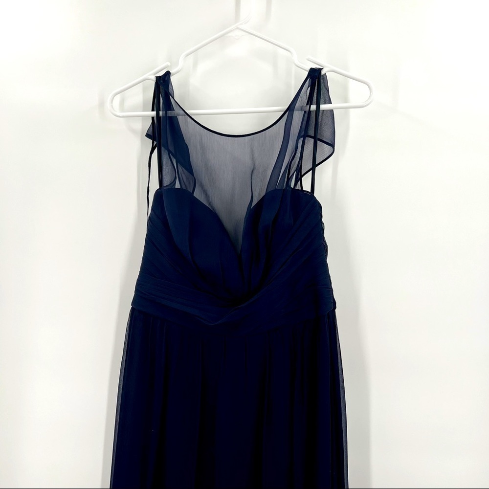 Amsale Illusion Yoke Crinkled Silk Chiffon Gown size 8 - Picture 2 of 16